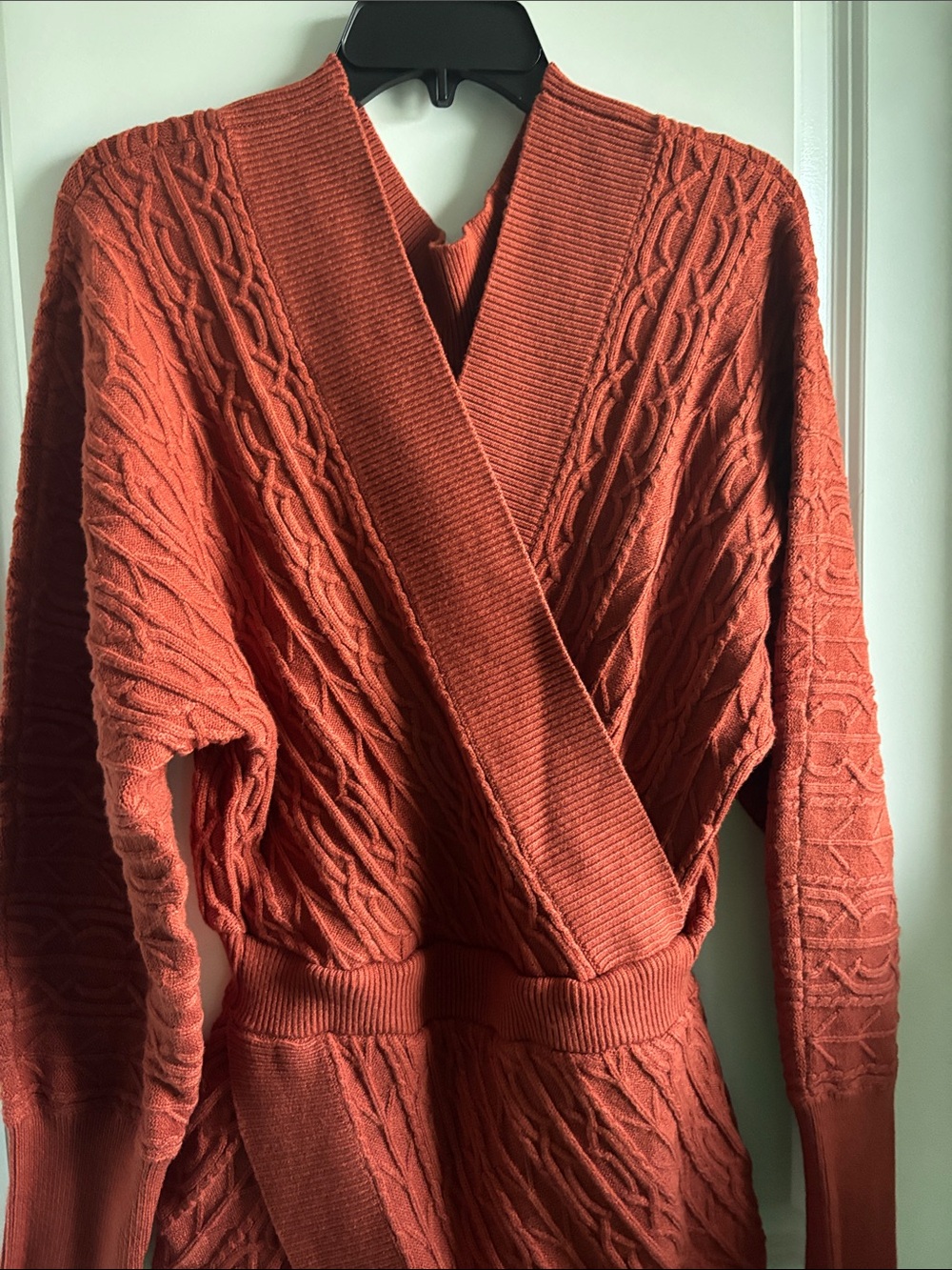 ASOS Rust Cable-Knit Wrap Mini Dress - Picture 2 of 5